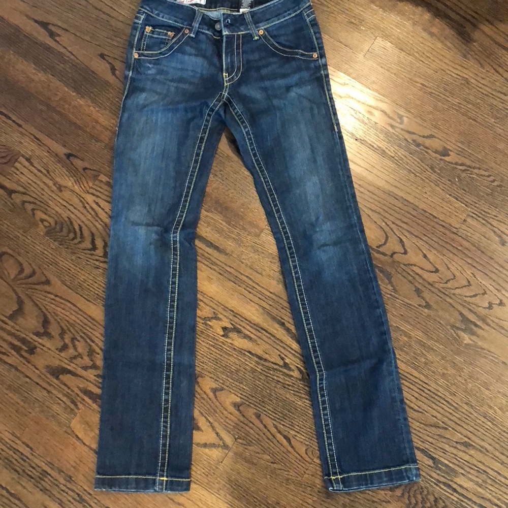 Red engine jeans